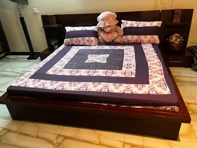 Solid Wooden Bed for Sale with side tables and dressing table