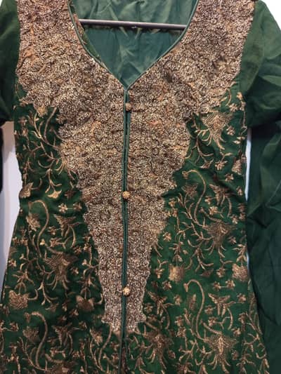Bottle Green Embrodiired frock with Resham work . . . . i