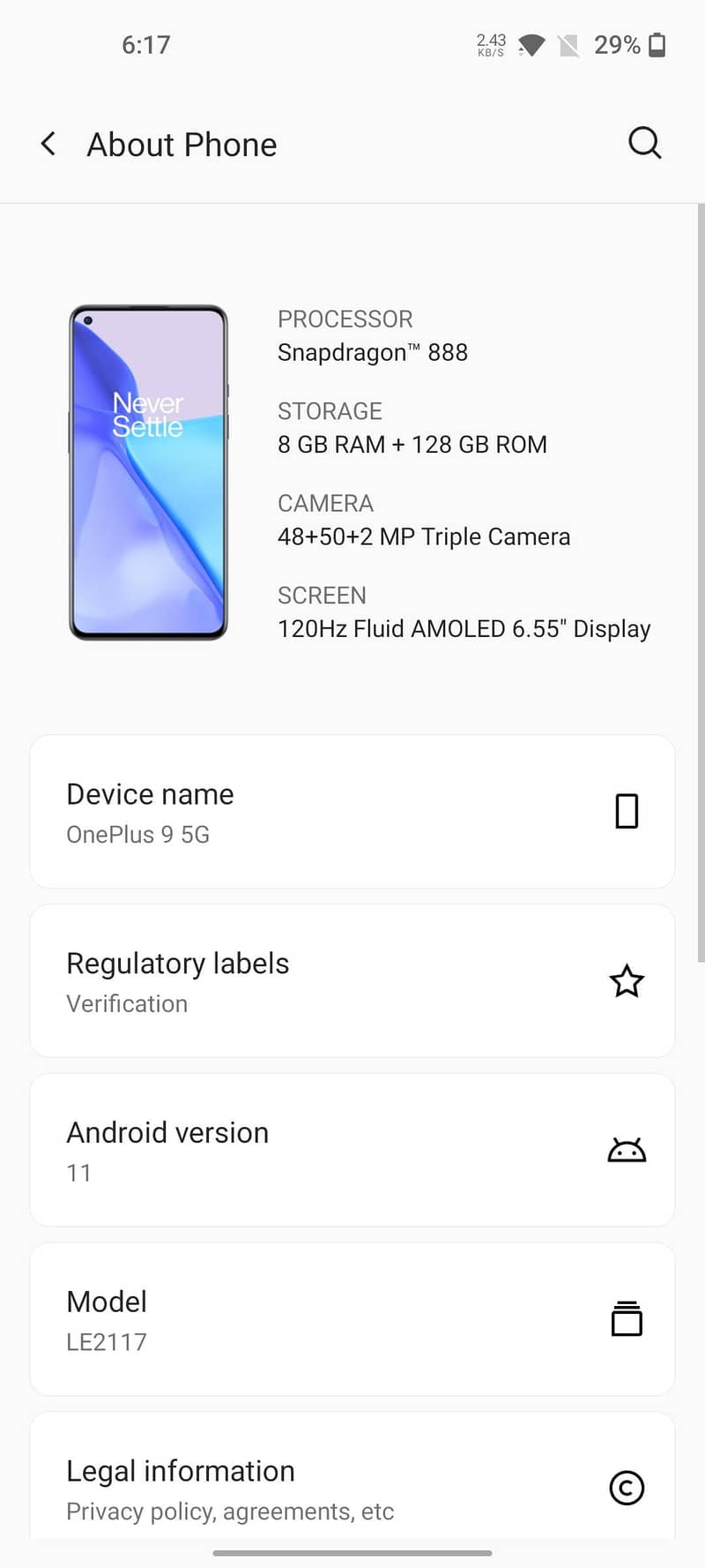 One Plus 9  8 128 0