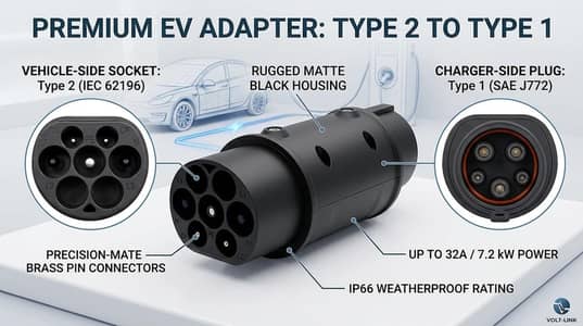 *TASOFAC**Type 2 to Type 1 EV Charger Adapter*