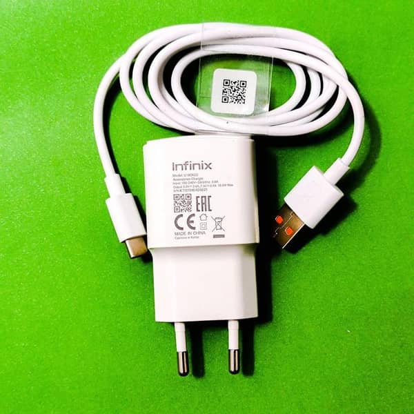 Infenix 18Watt 100% Original Charger | infenix 18 Watt Genuine Charger infenix Charger Original 18w Fast Charging Box Pulled Out Adapter with Type-C Data Cable And Micro Data Cable For Tecno - Android Phones
