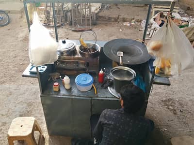 chips and burger setup with counter / stall for sale