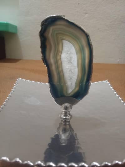 Silver tray with orginel Aqeeq stone