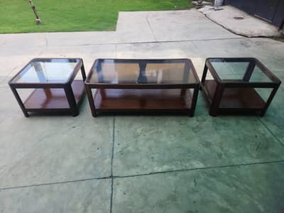 Pure Sheesham Wood 3-Piece Table Set (1 Center + 2 Corner Tables)