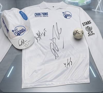 Shirt with Cap and Tennis Ball Signed By Pakistan Cricket team