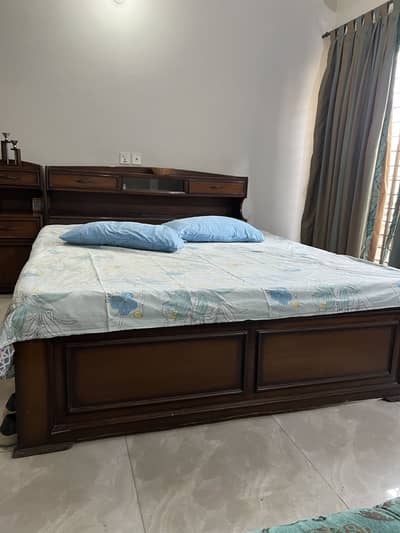 Pure Solid Wood Bed set | Bed with side tables | Wooden bed