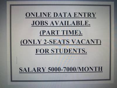 DATA ENTRY ONLINE JOB AVAILABLE. (BEST FOR STUDENTS). ONLY FOR MALES.
