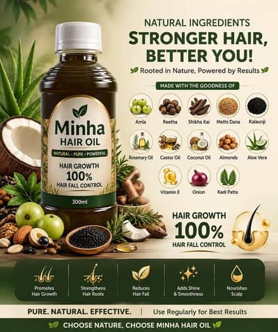 Minha Hair Oil - 100% Natural Organic Oil For Hair Growth