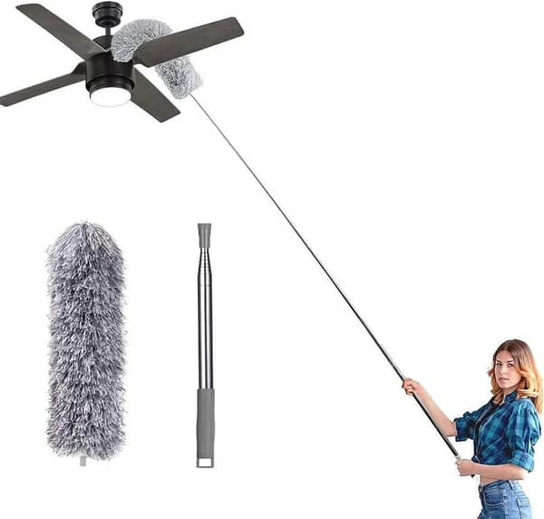 Super Long 280cm Microfiber Duster with Extendable Pole | Bendable & Washable Feather Duster for High Ceiling Fans, Cobwebs & Car Cleaning