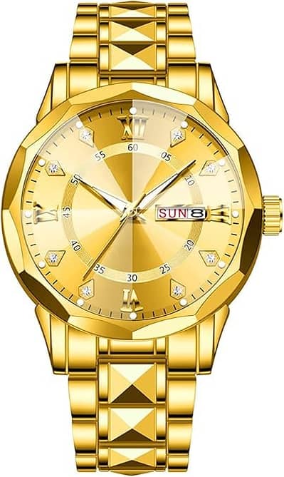 Luxury Golden Men’s Watch | Stainless Steel Chain | Stylish Wrist Watc