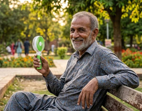 Premium 3-Speed Rechargeable Mini Handheld Fan with Fast Type-C Charging & Mobile Stand – Powerful Cooling in Aesthetic Flower Design