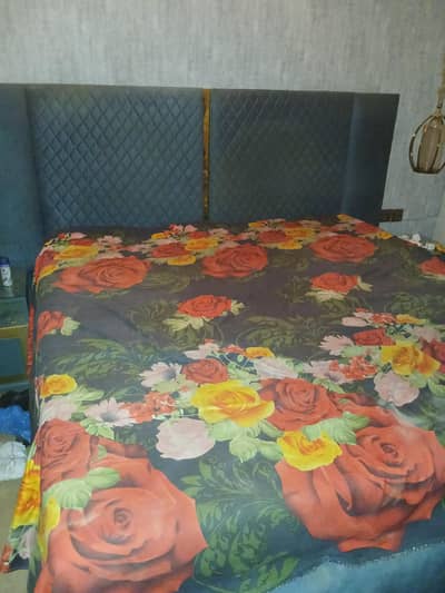 Bed with mattress and side tables just like a new