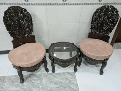 2 Wooden Chair & 1 Table COMPLETE SET