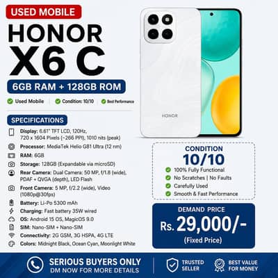 HONOR X6 C | 6GB RAM | 128GB Storage | 10/10 Condition