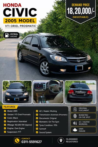 Honda Civic VTi Oriel Prosmatec 2005