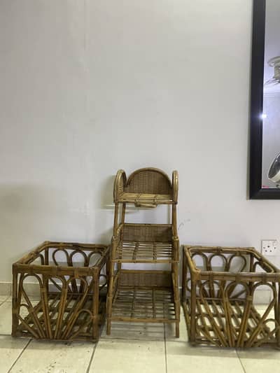 Cane set (2x side table and 1x rack)