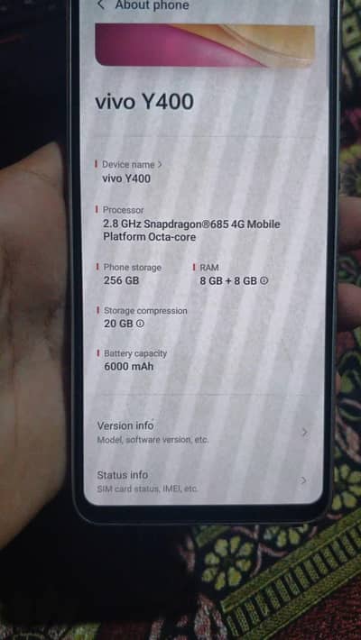 vivo y400 for sale