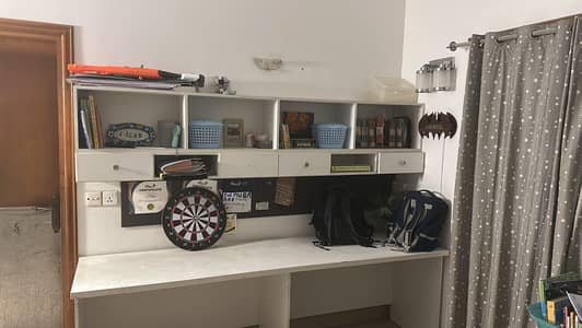 1 study table 1 dressing table 1 book shelves 2 closets