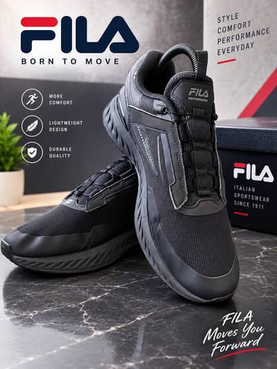 Fila All-Black Men’s Athletic Running Shoes size :9"