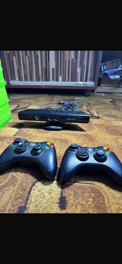 Two xbox controllers and one Kinect camera