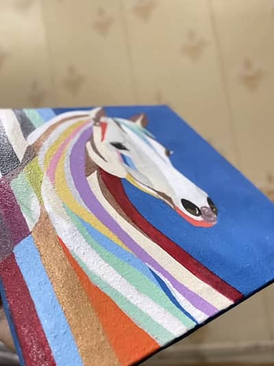 Abstract horse rainbow painting