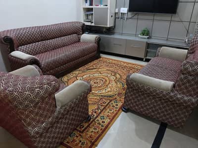 6 seater Sofa Set with Jaman Wood 3,2,1 seats