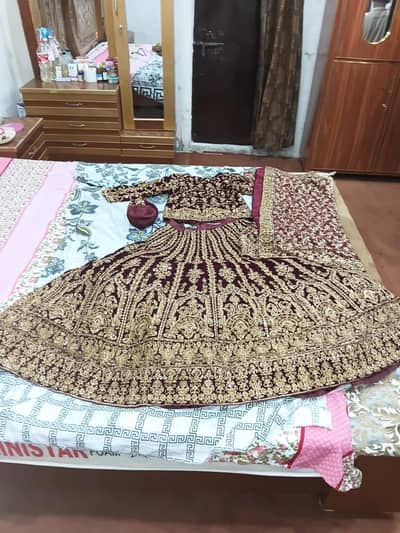 brand new 1 time used wedding dress velvet Choli lehanga