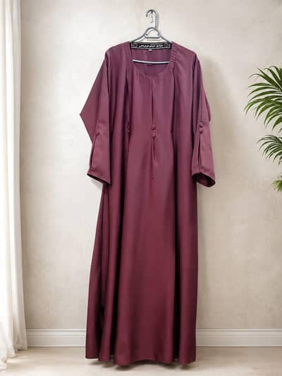 plum shade women stylish abaya