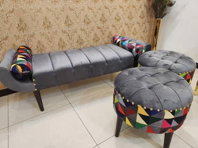 Modern 3-Seater Sofa Set with 2 Matching Ottomans