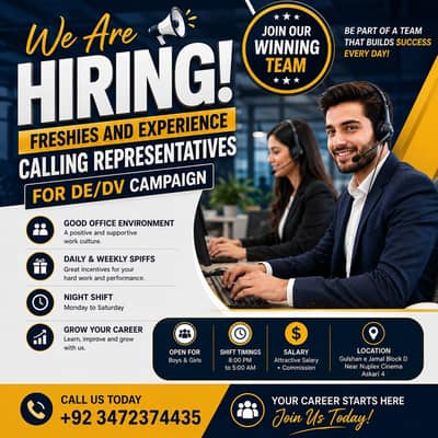 We Are Hiring Freshies And Experience Boys and Girls