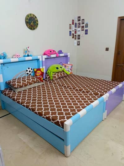 Kids Wooden Single Bed with Mattress (2 Beds Available)
