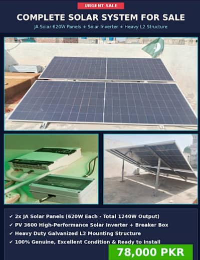 JA Solar 620W Panels (2 Pcs)||Inverter & L2 Structure - Complete Setup