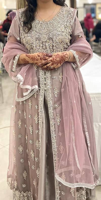Designer Open Shirt Frock | 3 Piece - Heavy Handwork | Wedding Dress