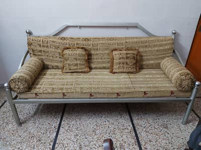 3 Seater Heavy Ordered Made Iron Sofa with Mattress Cushions n Pillows