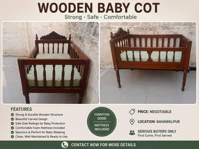 Premium Wooden Baby Cot / Baby Crib