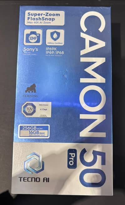 Tecno Camon 50 Pro 8 / 256–brand new Box Pack