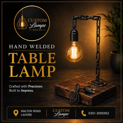 Hand welded table lamp
