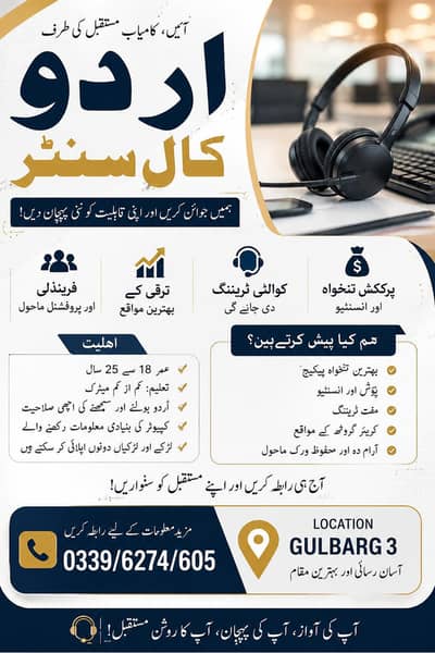 Hiring Now – Urdu Speaking Call Center Agents Earn 30K–60K