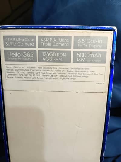 Tecno CAMON 18T condition 10/9