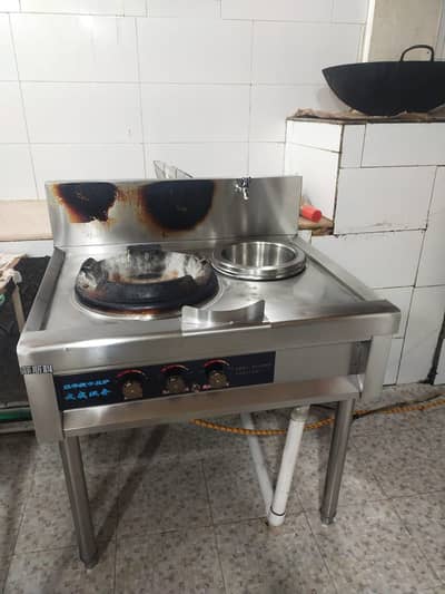 Commercial Stainless Steel Single Wok Chulah / Range with Water Tank