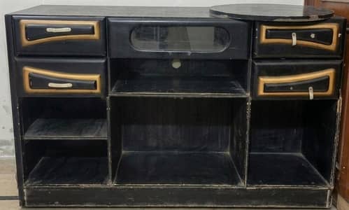 Sleek Black & Gold TV Console / Storage Cabinet