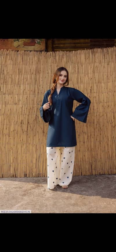 Women stitched cotton lawn plain shirt and trouser
