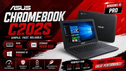 ASUS Chromebook C202S | 4GB RAM | 16GB SSD | Windows 10 Pro
