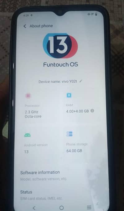 Vivo Y02t 4+4/64