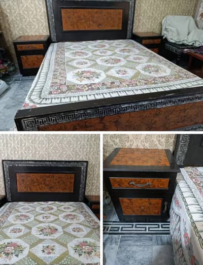 Double bed with side two tables and mattress