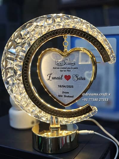 Personalized Glowing Crystal Heart Photo Frame Night Lamp