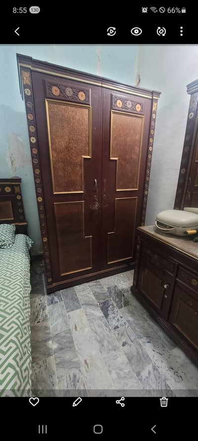 Used 2 door shesham wood wardrobe for sale urgently
