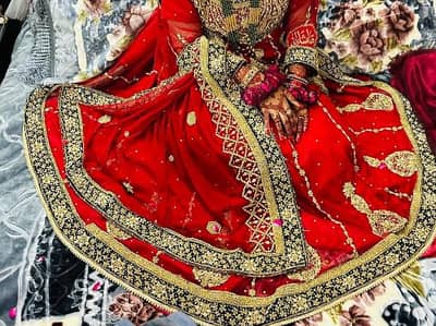 75k Heavy Bridal Red Lehnga :1 Time Used -multan