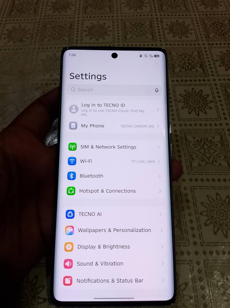 Tecno CAMON 30S 8+8 ram 256 memory  curved display with box charger 8
