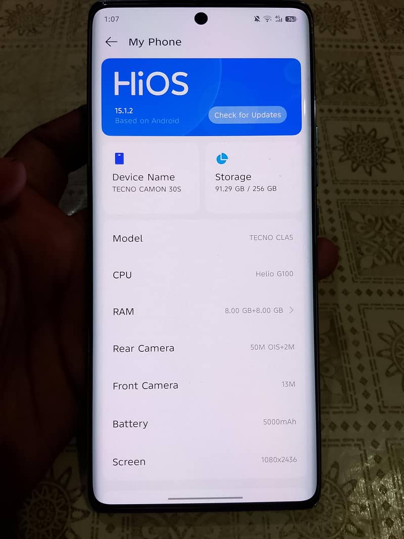 Tecno CAMON 30S 8+8 ram 256 memory  curved display with box charger 9